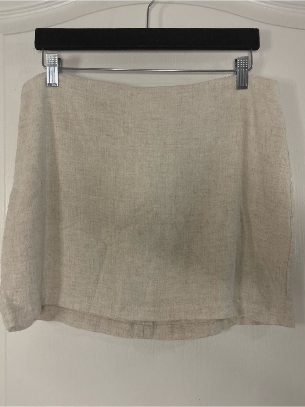 naked wardrobe Light Beige Linen Mini Skirt - Casual Neutral